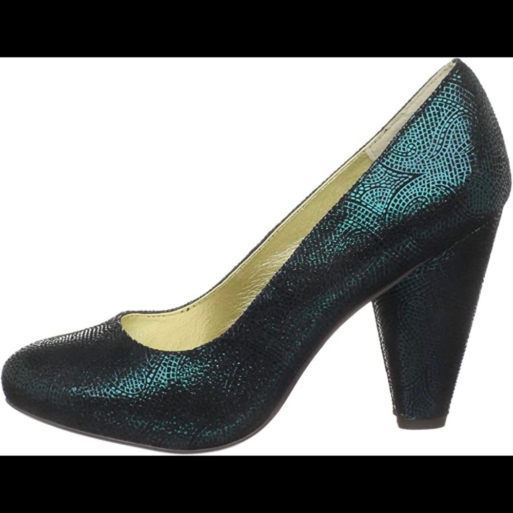 seychelles password print pinup style emerald vintage heels 100% leather